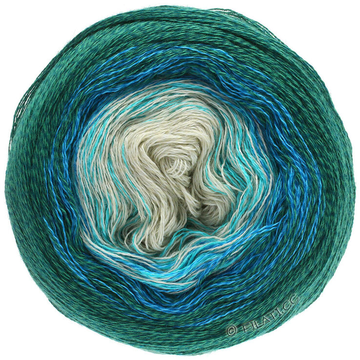Lana Grossa SHADES OF MERINO COTTON | 401-ecru/turkis/enzian/mørk petrol
