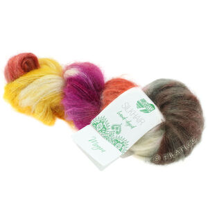 Lana Grossa SILKHAIR Hand-dyed | 608-mørk grå/ecru/terrakotta/gul/rødfiolett