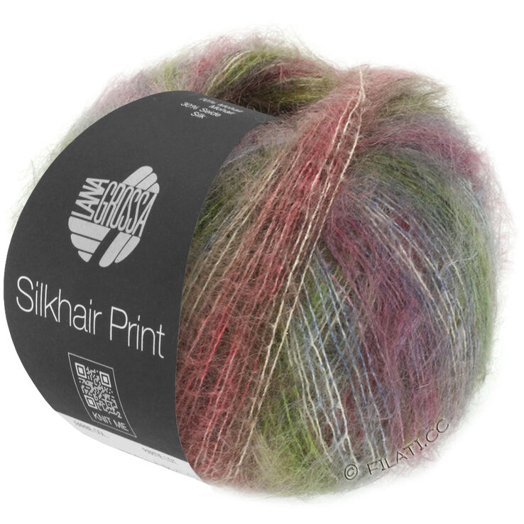 Lana Grossa SILKHAIR PRINT | 401-mosegrønn/taupe/gråblå/gammelrosa/beige