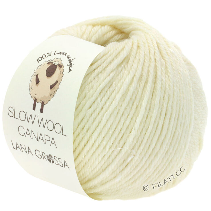 Lana Grossa SLOW WOOL CANAPA | 01-råhvit