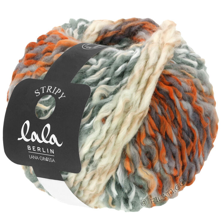Lana Grossa STRIPY (lala BERLIN) | 01-hvit/grå/rust/oransje/mørk grå