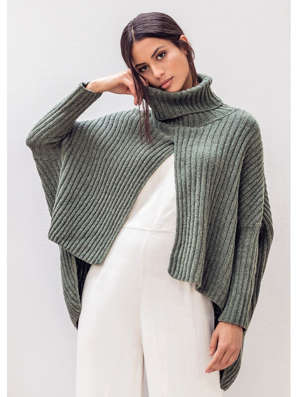 Lana Grossa PONCHOPULLOVER Cashmere 16 Fine - Strikkeoppskrift (NO)