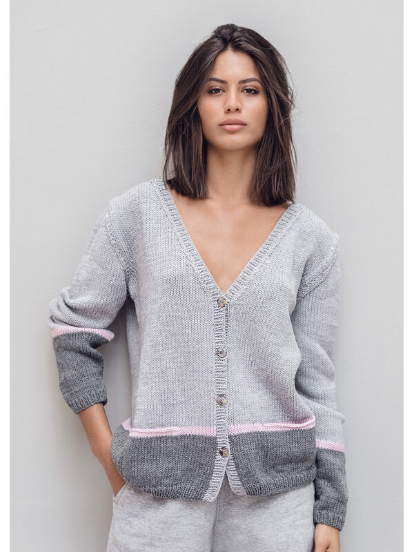 Lana Grossa CARDIGAN Cool Wool Big Melange - Strikkeoppskrift (NO)