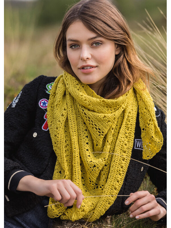 Lana Grossa TREKANTSKJERF Cool Wool Lace - Strikkeinstruksjoner (NO)