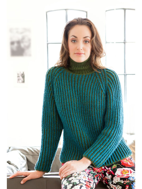 Lana Grossa RAGLANPULLI IM ZWEIFARBIGEN PATENTMUSTER Alta Moda Alpaca - German Edition