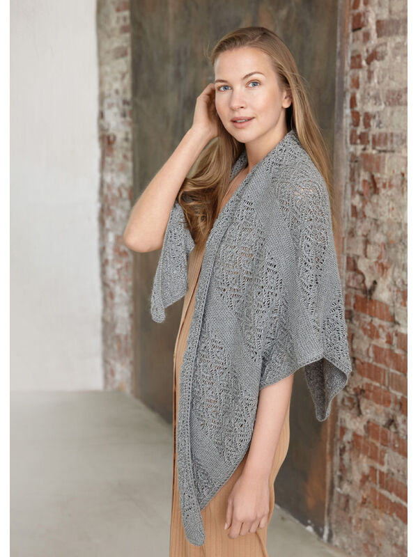 Lana Grossa TREKANTSKJERF Lace Seta Mulberry - Strikkeoppskrift (NO)