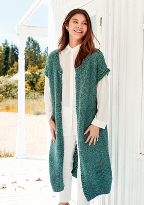 GLATTSTRIKKET LANG VEST Lala Berlin Lovely Cotton & Brillino - Strikkeoppskrift (NO) fra Lana Grossa