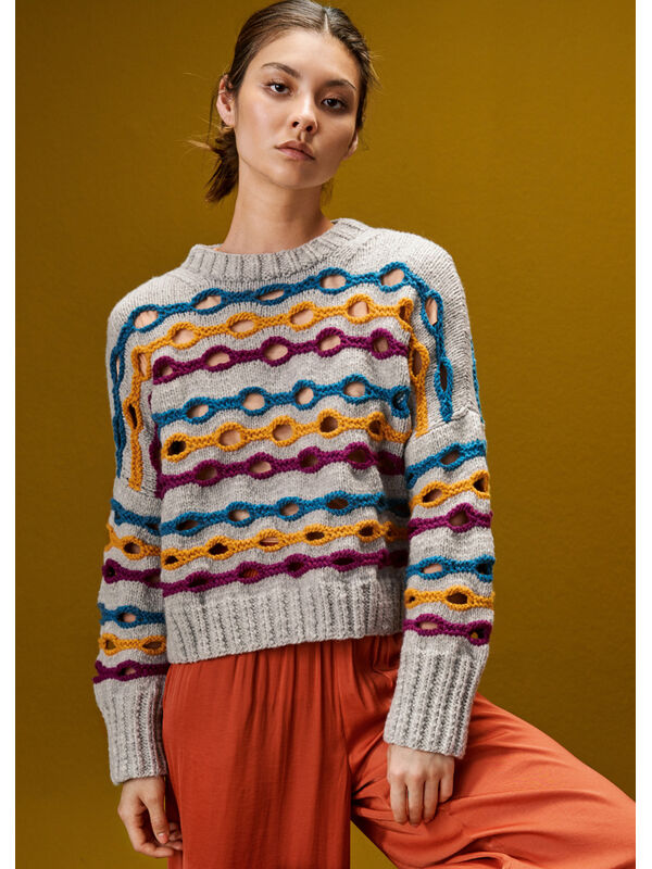 Lana Grossa PULLOVER MED RILLER-HULLMØNSTER Alta Moda Cashmere 16 - Strikkeoppskrift (NO)