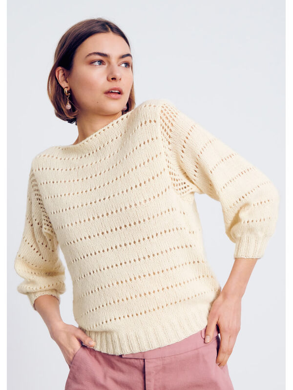 Lana Grossa PULLOVER I HULLMØNSTER Ecopuno - Strikkeoppskrift (DK)