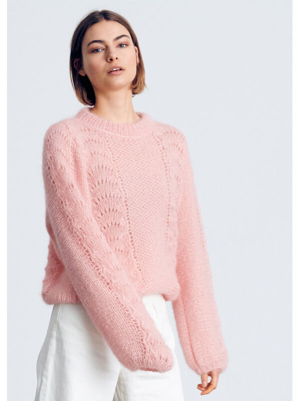 Lana Grossa PULLOVER MED MØNSTERSTRIBER Silkhair - Strikkeopskrift (DK)