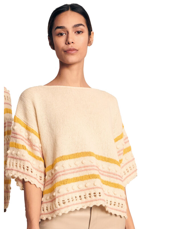 Lana Grossa GLATTSTRIKKET PULLOVER MED MØNSTERMIX Ecopuno - Strikkeoppskrift (DK)