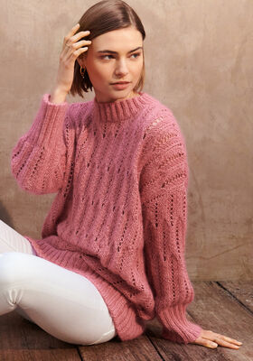 PULLOVER I AJOURMUSTER Linarte & Silkhair - Strikkeoppskrift (DK) fra Lana Grossa