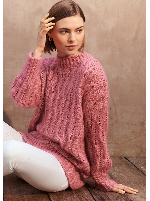Lana Grossa PULLOVER I AJOURMUSTER Linarte & Silkhair - Strikkeoppskrift (DK)