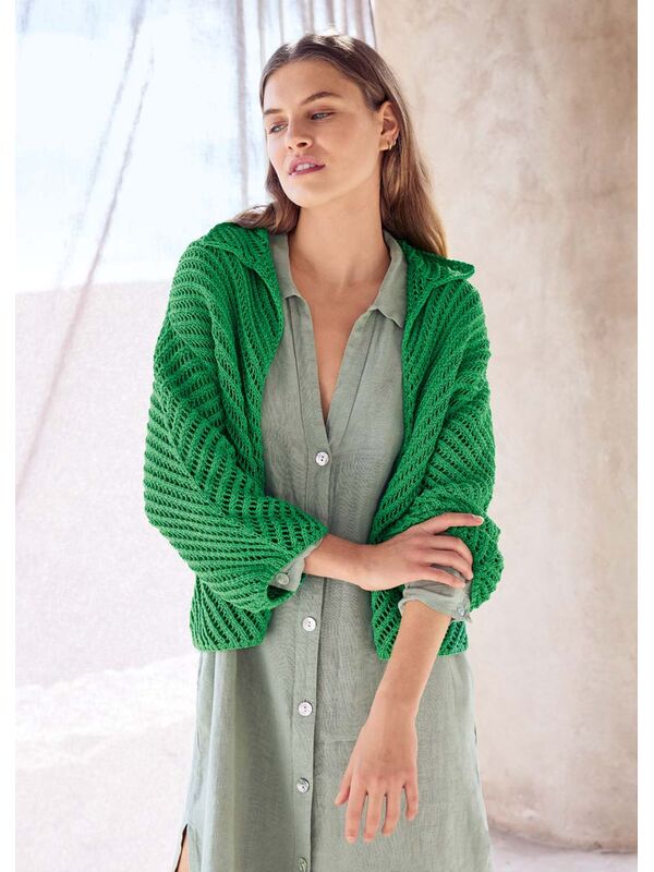 Lana Grossa JAKKE Cotton Silk - Strikkeoppskrift (NO)