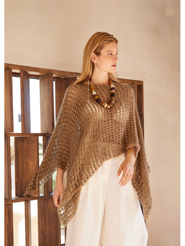 Lana Grossa HEKLET PONCHO Natural Superkid Tweed