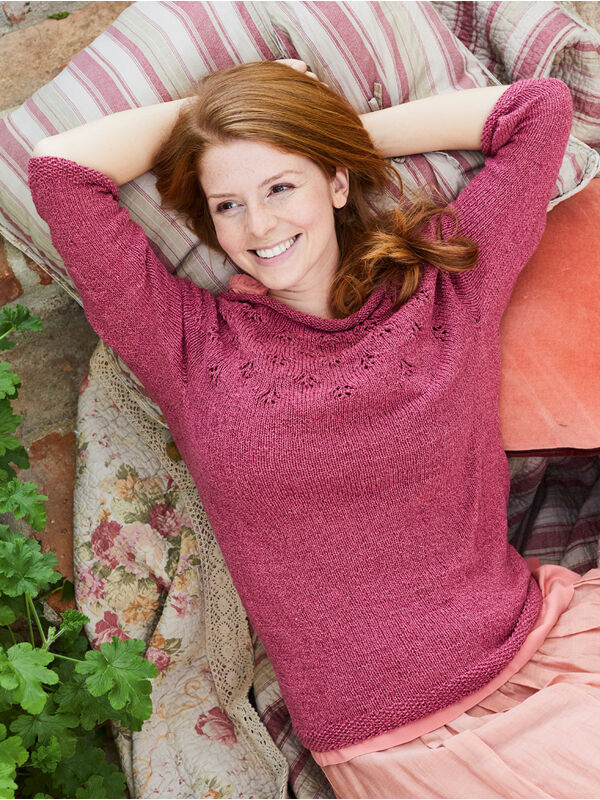 Lana Grossa PULLOVER MED RUNDT BÆRESTYKKE Sommerseide - Strikkeoppskrift (NO)
