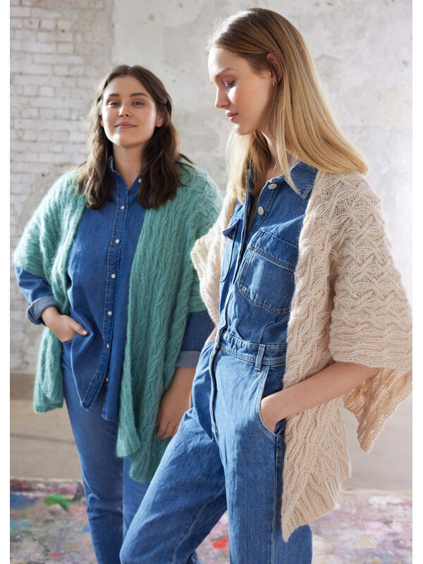 Lana Grossa PONCHO-SJAL LIFFEY Ecopuno & Setasuri - Strikkeoppskrift (DK)