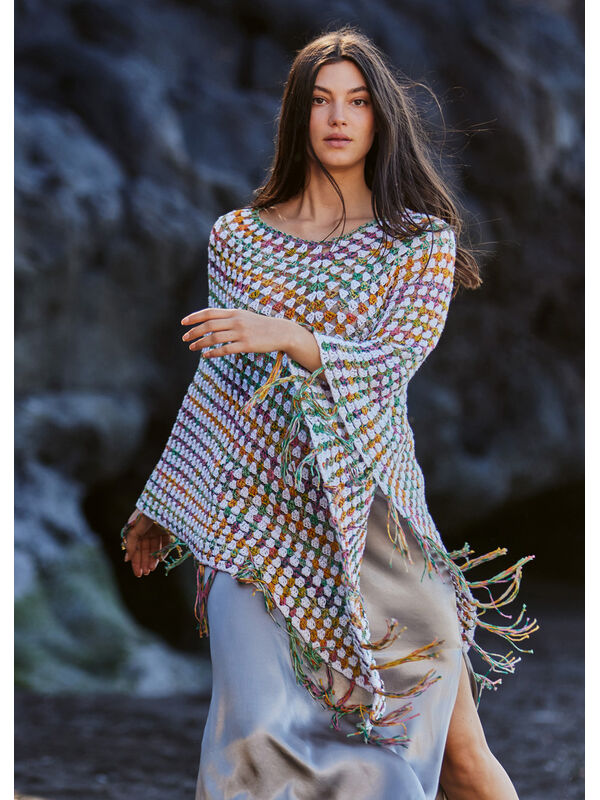 Lana Grossa HEKLET PONCHO Gomitolo Selezione 3 & Alta Moda Cotolana - Hekleoppskrift (SE)