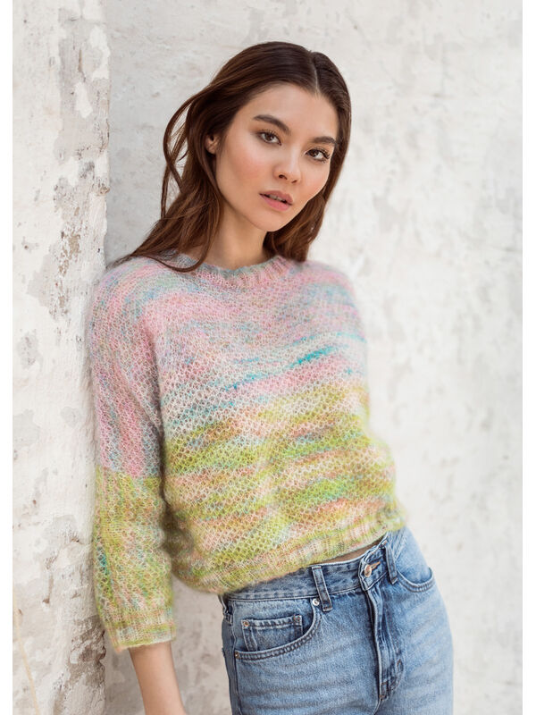 Lana Grossa PULLOVER Silkhair Hand-dyed - Strikkeoppskrift (NO)