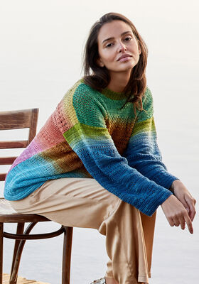 HEKLET PULLOVER Cool Wool Lace Hand-dyed - Hekleoppskrift (DK) fra Lana Grossa