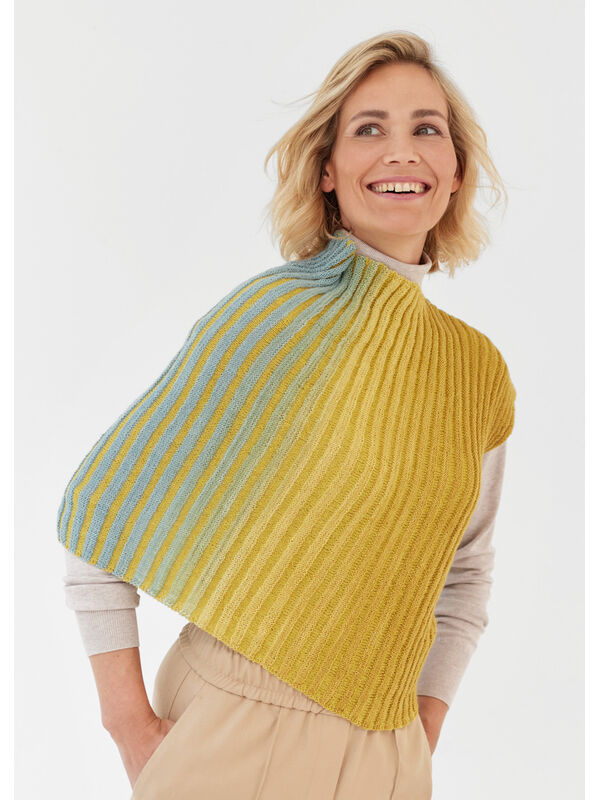 Lana Grossa PONCHO Cool Wool Lace hand-dyed & Cool Wool Lace - Strikkeoppskrift (DK)