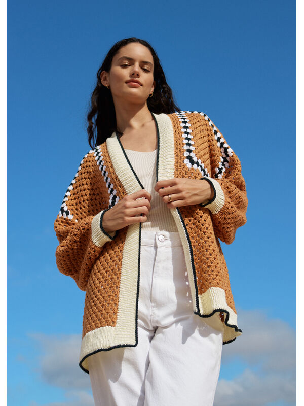 Lana Grossa HEKLET CARDIGAN Soft Cotton - Hekleopskrift (DK)