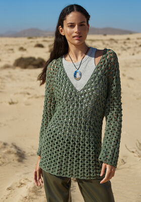 HEKLET PULLOVER Promessa - Hekleopskrift (NO) fra Lana Grossa