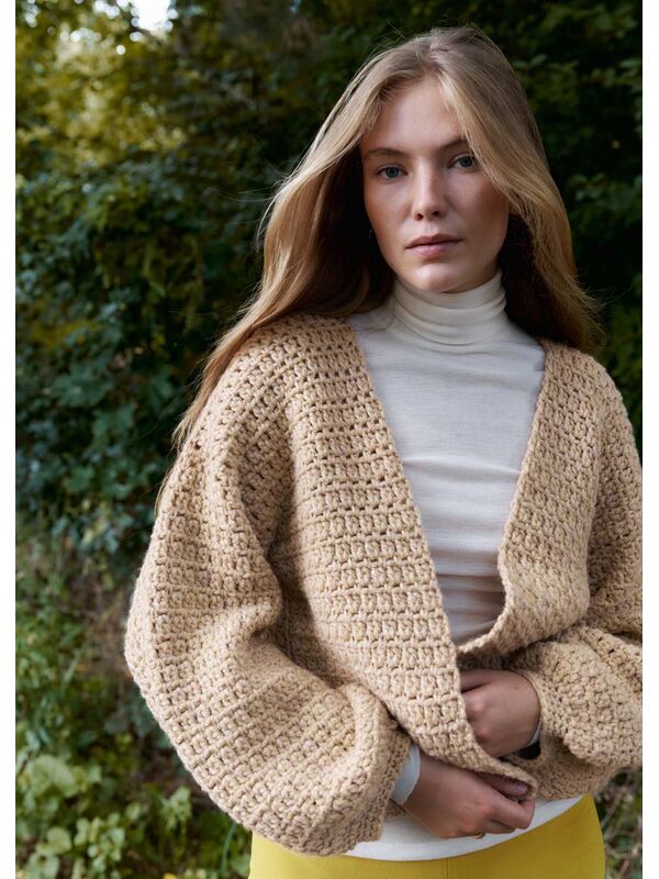Lana Grossa HEKLET KORT JAKKE Cool Merino Big - Hekleopskrift (NO)