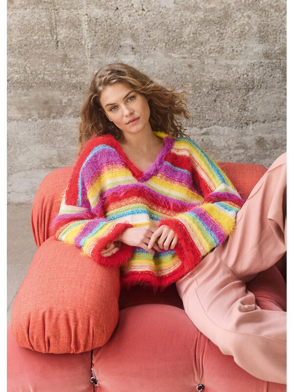 Lana Grossa V-GENSER MED STRIPER Basta, Bottoni & Summer Softness
