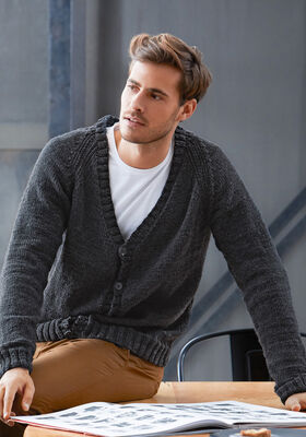 RAGLANJAKKE (MANN) Cool Wool Big - Strikkeoppskrift (NO) fra Lana Grossa