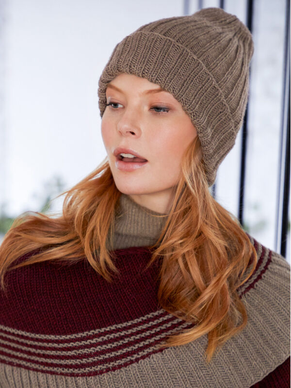 Lana Grossa RIBBESTRIKKET LUE Cool Wool Big Melange - Strikkeoppskrift (NO)