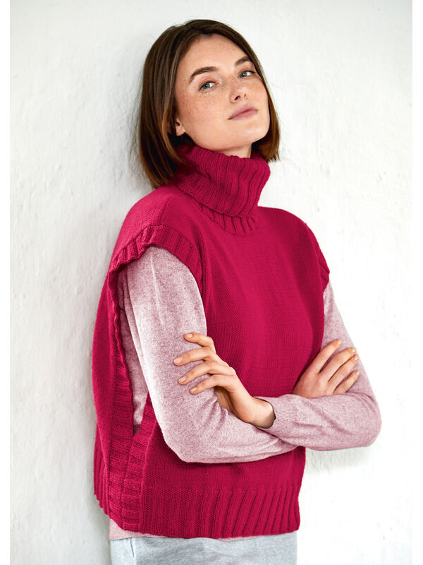 Lana Grossa SLIPOVER MIT ROLLKRAGEN · Cool Wool - Strikkeoppskrift (DK)
