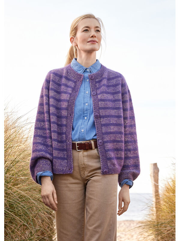 Lana Grossa TOP DOWN JAKKE MED STRIPER Merino Superiore & Silkhair