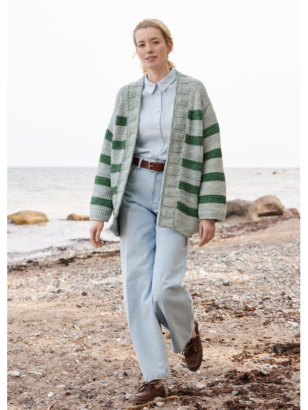 Lana Grossa TOP-DOWN JAKKE MED STRIPER Vintage Superchunky