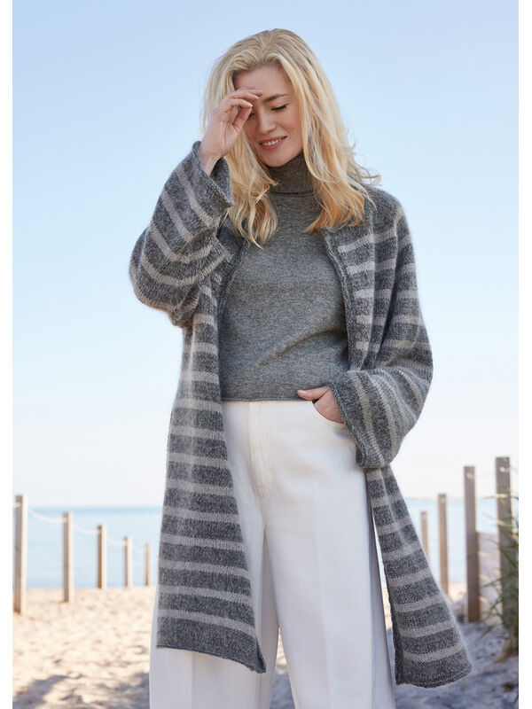 Lana Grossa TOP-DOWN JAKKE MED STRIPER Merino Superiore & Silkhair