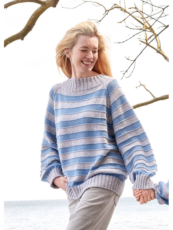 Lana Grossa TOP-DOWN GENSER MED STRIPER Cool Wool Big Mélange