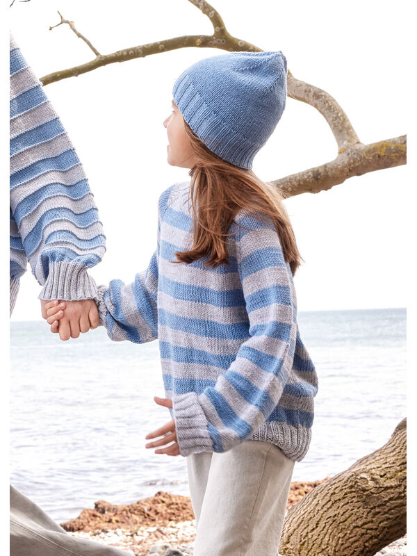 Lana Grossa TOP-DOWN GENSER MED STRIPER FOR BARN Cool Wool Big Mélange