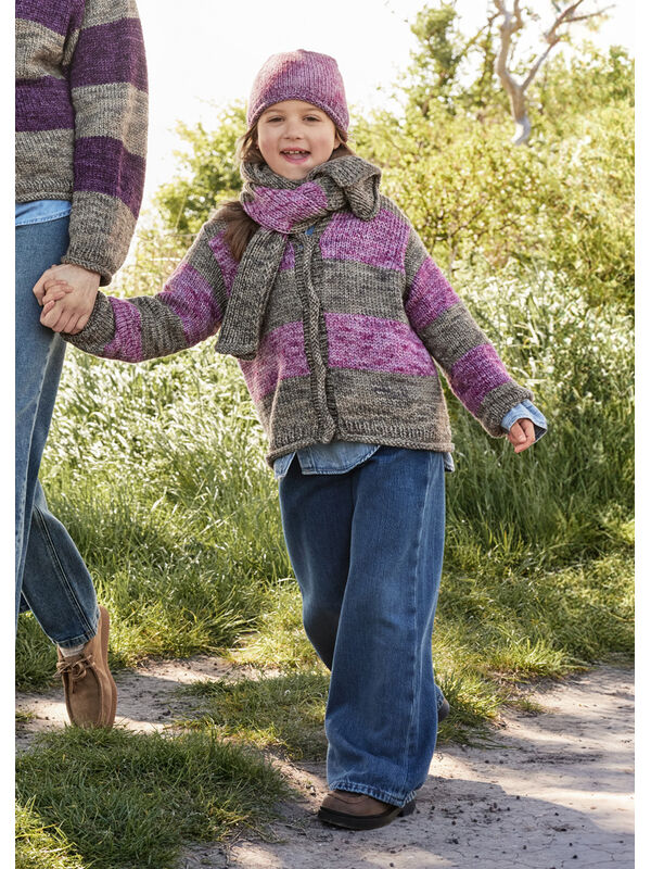 Lana Grossa TOP-DOWN FARGEBLOKK JAKKE TIL BARN Vintage Chunky
