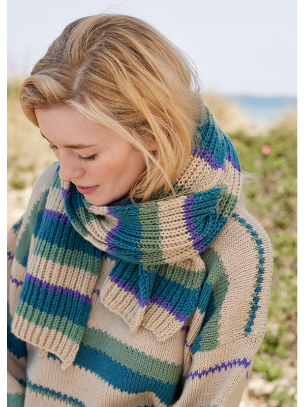 Lana Grossa SKJERF MED STRIPER Merino Uno