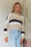 Lana Grossa GENSER MED KNYTEBÅND Natural Alpaca Lungo - Strikkeoppskrift (NO)