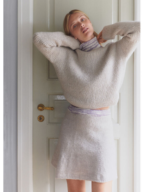 Lana Grossa PULLOVER & NEDERDEL Natural Alpaca Pelo - Strikkeoppskrift (NO)