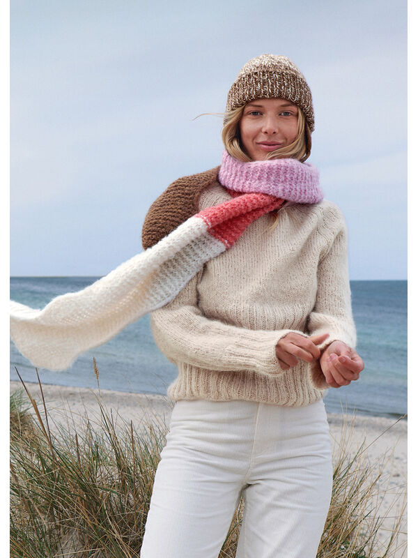 Lana Grossa FARGEBLOKK SKJERF Natural Alpaca Lungo - Strikkeoppskrift (NO)