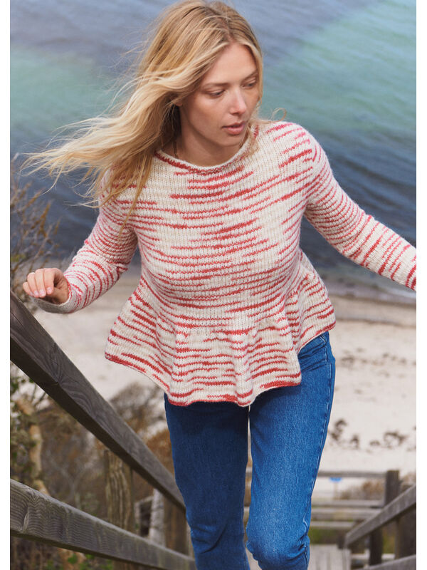 Lana Grossa GENSER MED PEMPLUM Natural Alpaca Pelo - Strikkeoppskrift (NO)