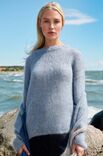 Lana Grossa GENSER MED RUND HALS Natural Superkid Tweed - Strikkeoppskrift (NO)