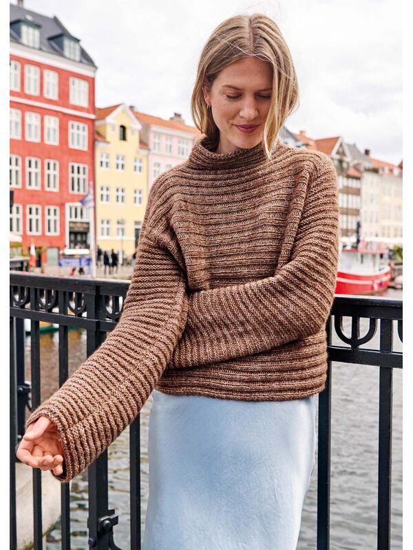 Lana Grossa RIBBESTRIKKET GENSER Natural Alpaca Pelo - Strikkeoppskrift (NO)