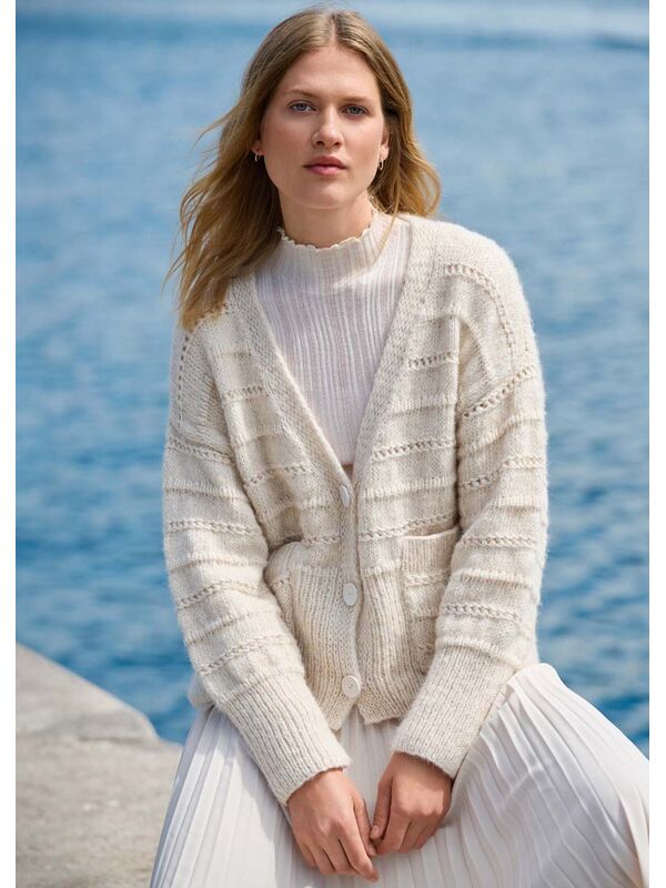 Lana Grossa CARDIGAN Natural Alpaca Pelo - Strikkeoppskrift (NO)