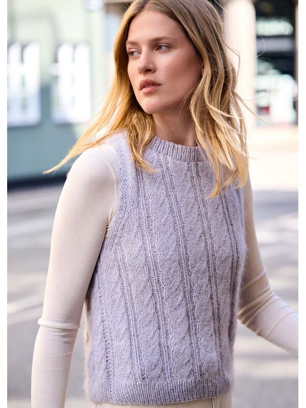 Lana Grossa VEST Ecopuno & Silkhair - Strikkeoppskrift (NO)