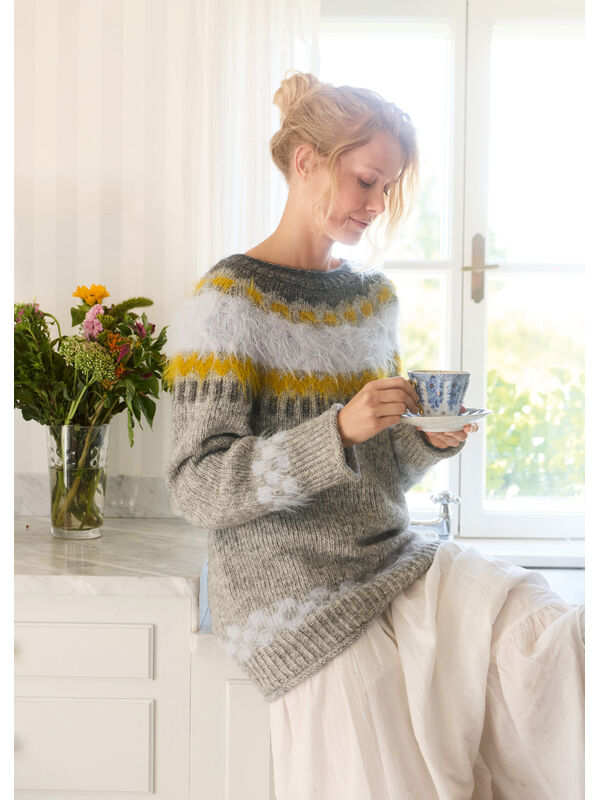 Lana Grossa GENSER MED RUNDT BÆRESTYKKE Natural Alpaca Pelo & Basta