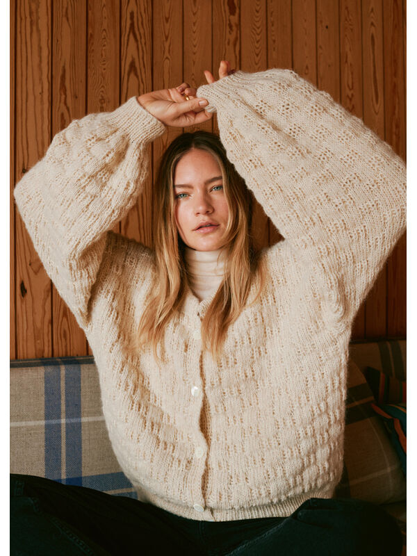 Lana Grossa CARDIGAN Natural Alpaca Pelo - Strikkeoppskrift (DK)