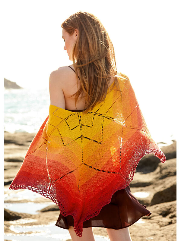 Lana Grossa STJERNEFORMET SKJERF Twisted Summer Shades - Strikkeoppskrift (NO)